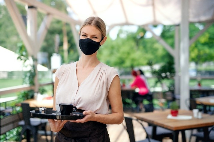 waitress with mask